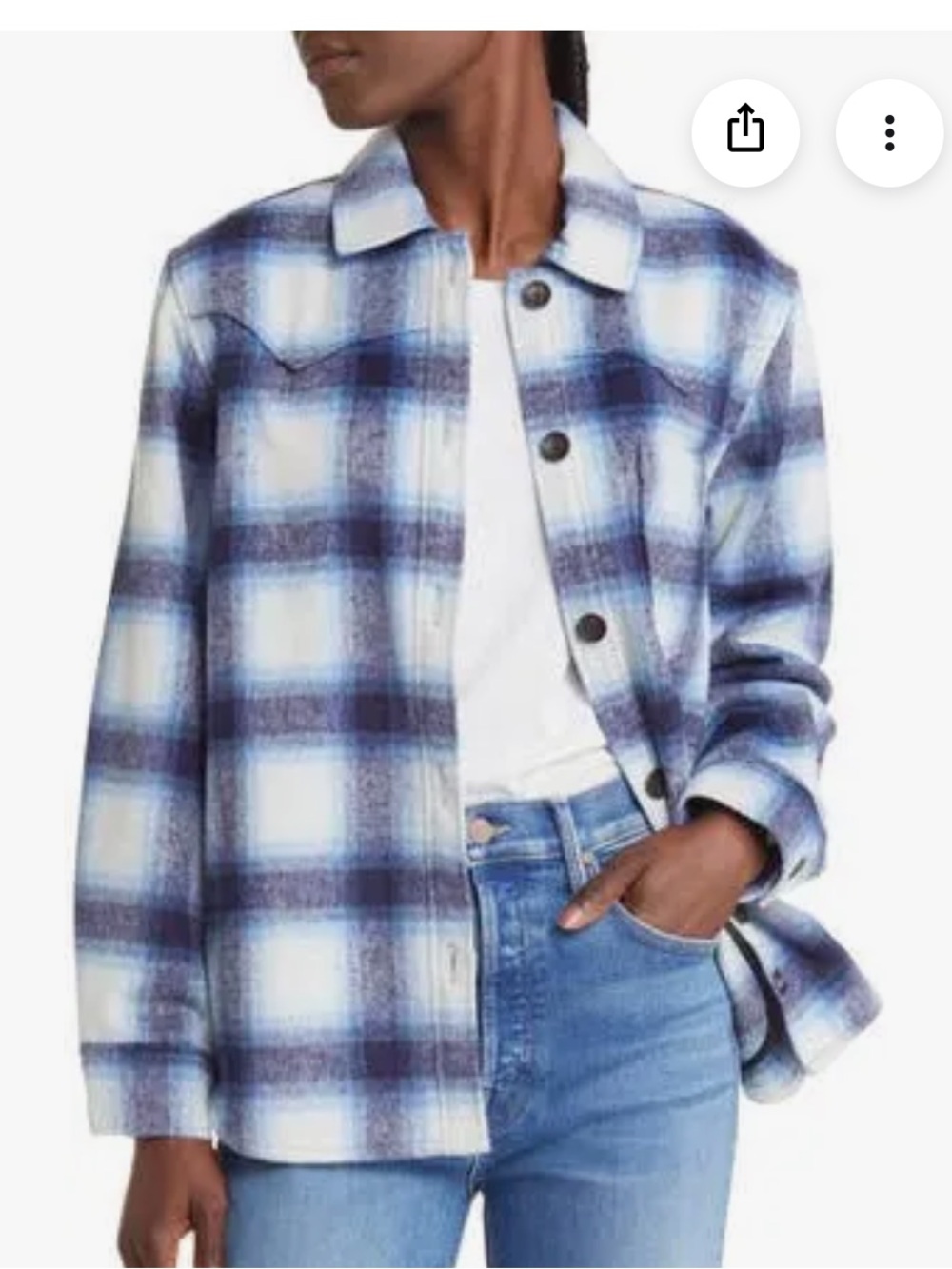 Rails Tripp Shirt Jacket in Azure and Sapphire Plaid small